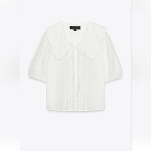 Zara Elegant White Blouse with Scalloped Collar